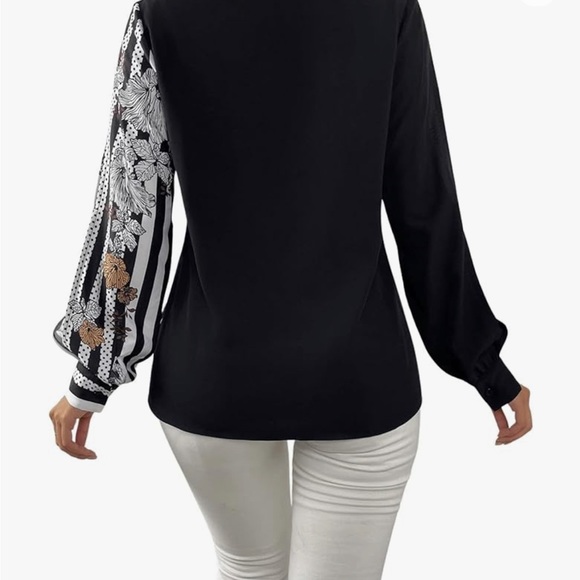 Women’s Floral V Neck Button Down Colour Block Blouse. Size L - Picture 2 of 5